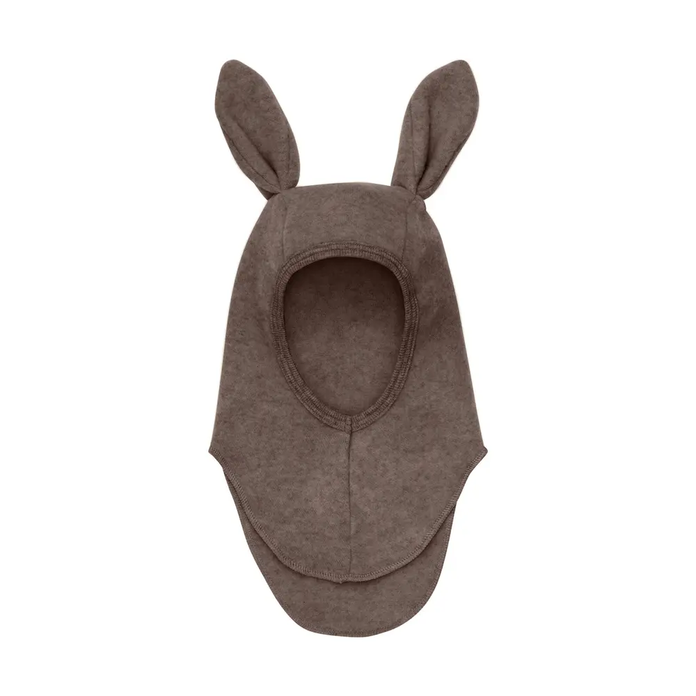 Elefanthue    ører Uld Fleece Brown Melange 12-24 Mdr