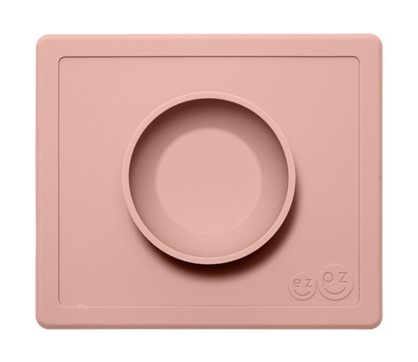 Ezpz Dækkeserviet Og Skål   ét Happy Bowl Støvet Rosa
