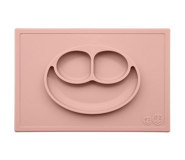 Ezpz Dækkeserviet Og Skål   ét Happy Mat Støvet Rosa