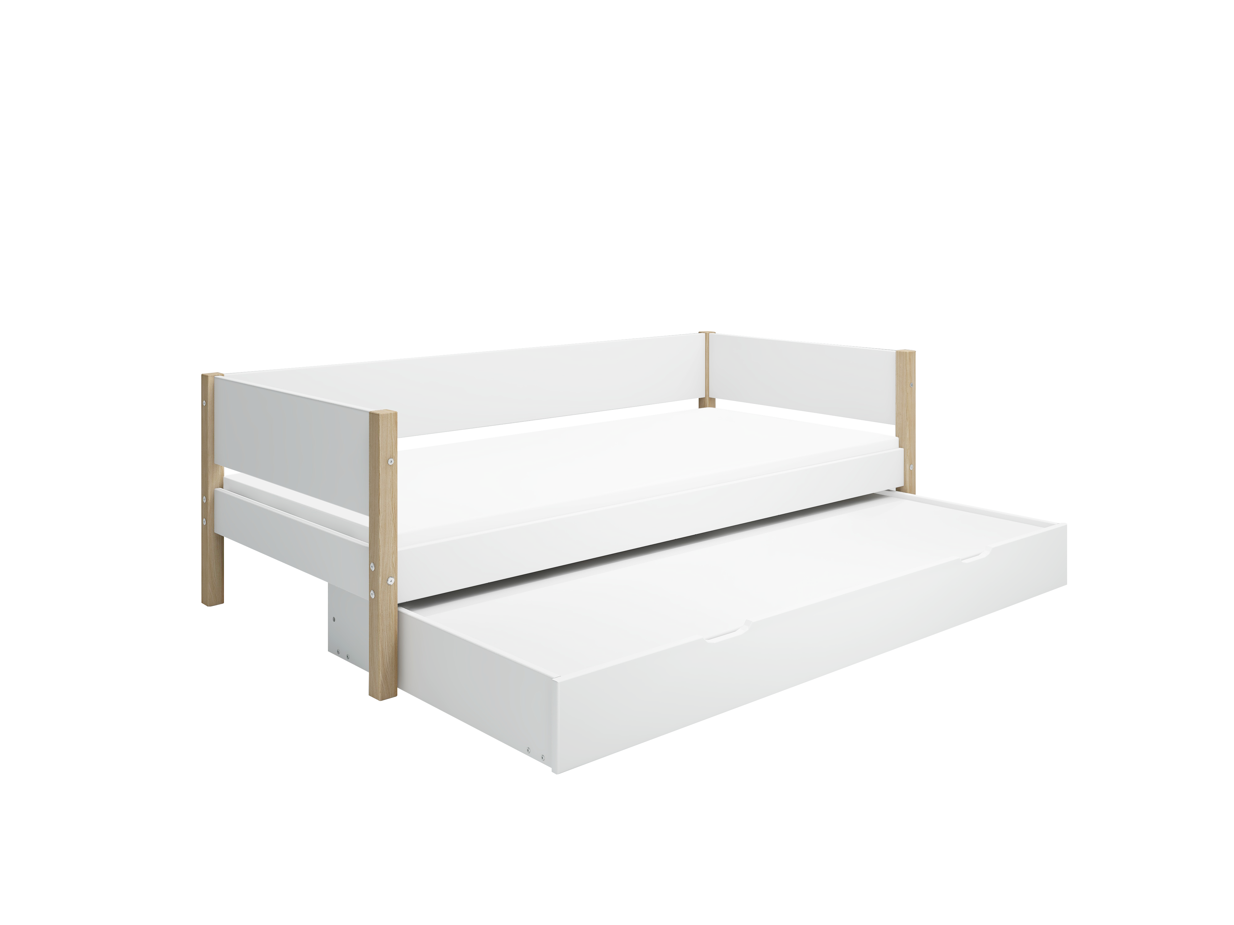 Flexa Nor Enkeltseng 90x200 Cm    Baggavl Incl  Udtræksseng Hvid Eg
