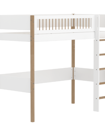 Flexa Nor Højseng 184 Cm Med Stige Og Crossbar Sengehest  90x200 Cm Hvid Eg