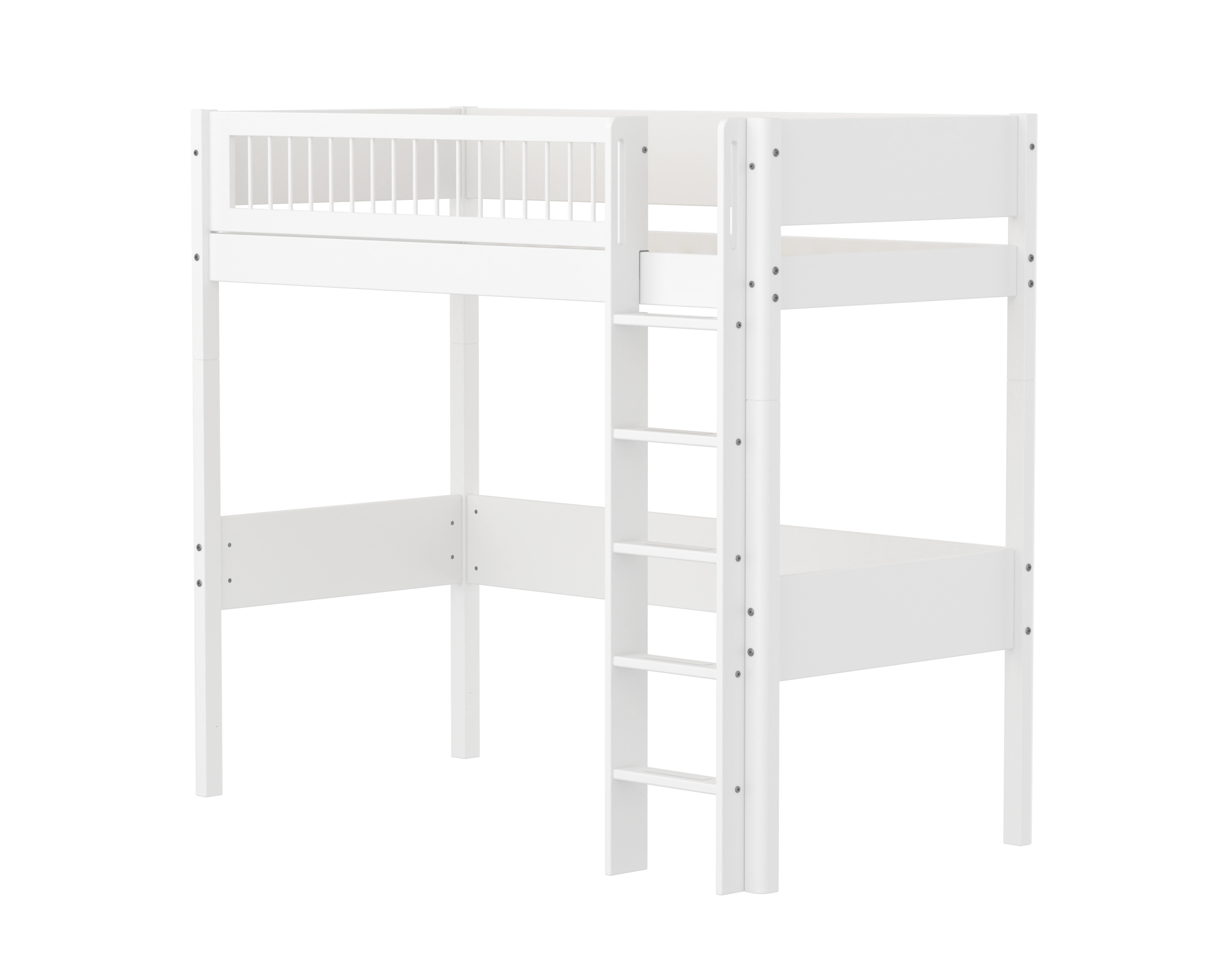 Flexa White Højseng 184 Cm Med Stige Og Crossbar Sengehest 90x200 Cm- Hvid