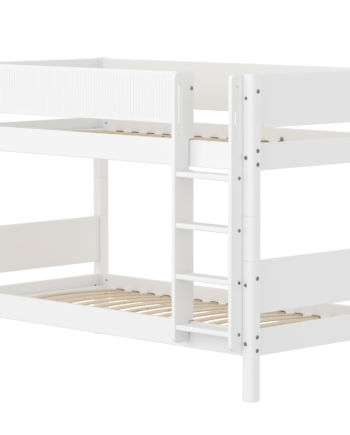 Flexa White Køjeseng 154 Cm Med Stige Og Grooves Sengehest  90x200 Cm- Hvid