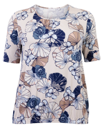 Gabriella    Dame Bluse Beige Navy Comb 48