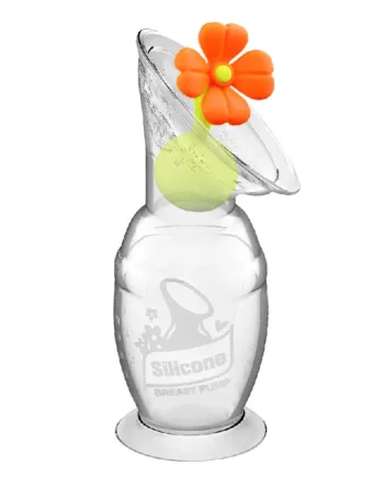 Haakaa Brystpumpe 100ml Med Blomsterstopper  Orange