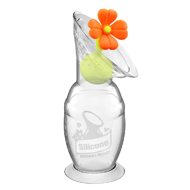 Haakaa Brystpumpe 100ml Med Blomsterstopper  Orange