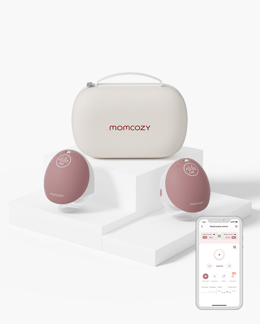 Momcozy M9 Dobbelt Bærbar Brystpumpe   Rød