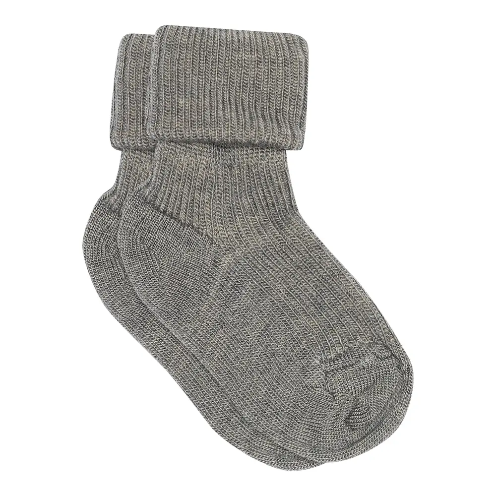 Mp Denmark Uld Ankelstrømpe Rib Grey 15 16