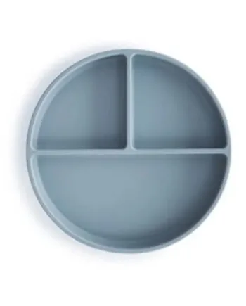 Mushie Skridsikker Silikone Tallerken Tredelt Powder Blue