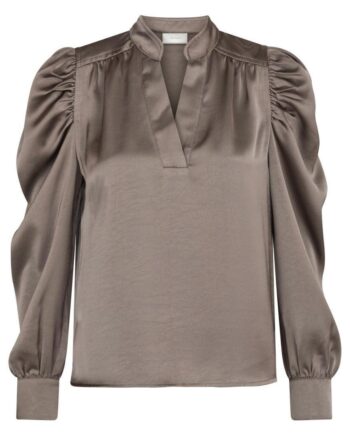 Neo Noir Bluse Rosslyn Heavy Sateen Warm Grey