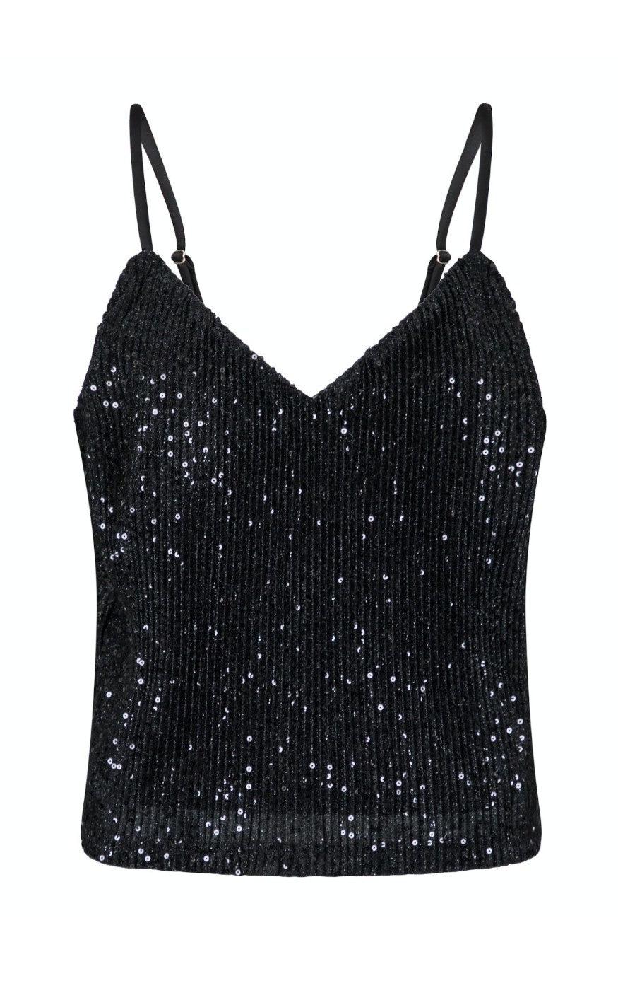 Neo Noir Top Elinas Glitter Black
