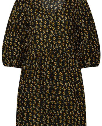 Noella Kjole Farris Black Yellow Flower