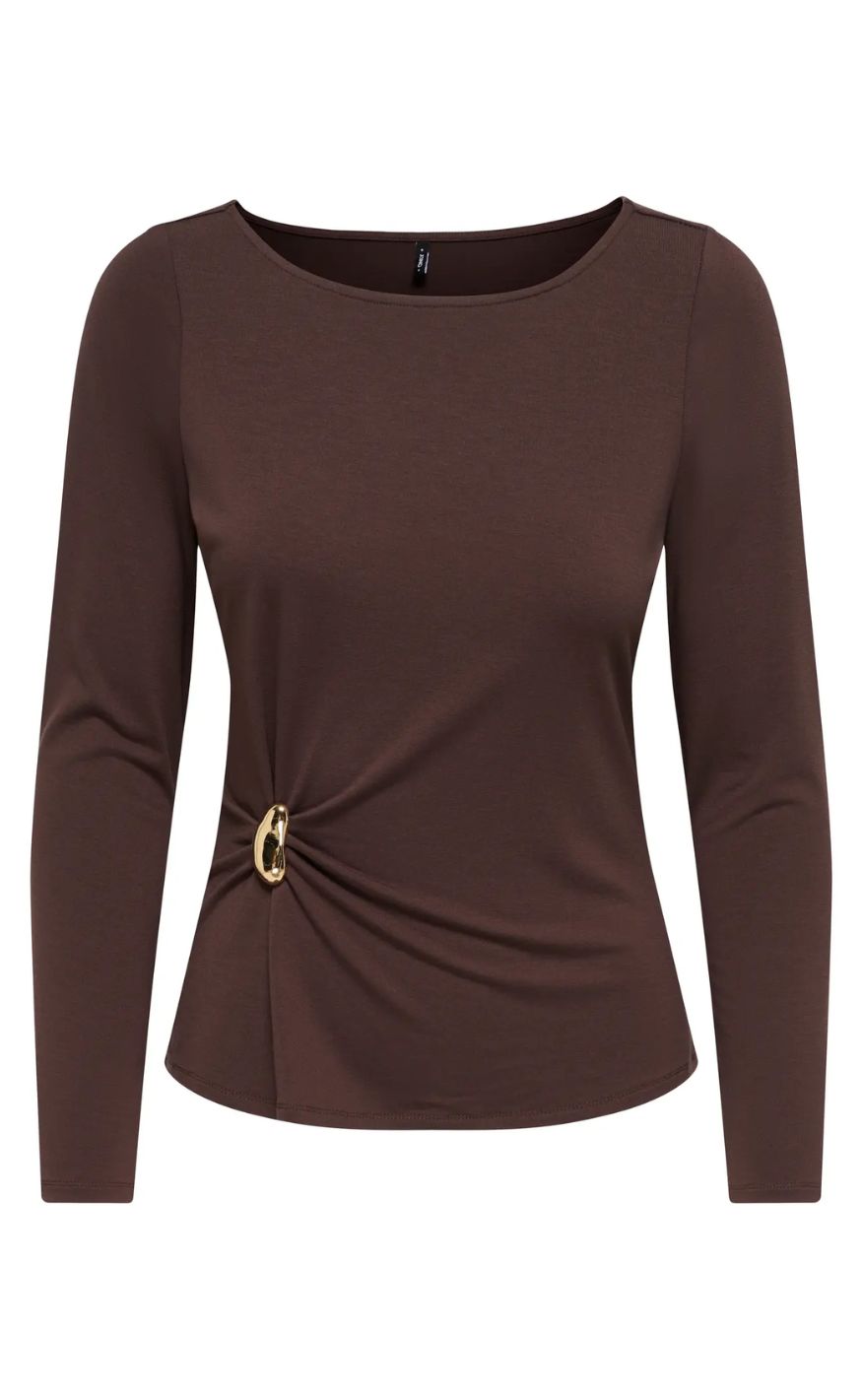 Only Bluse Elena Coffee Bean Gold Charm