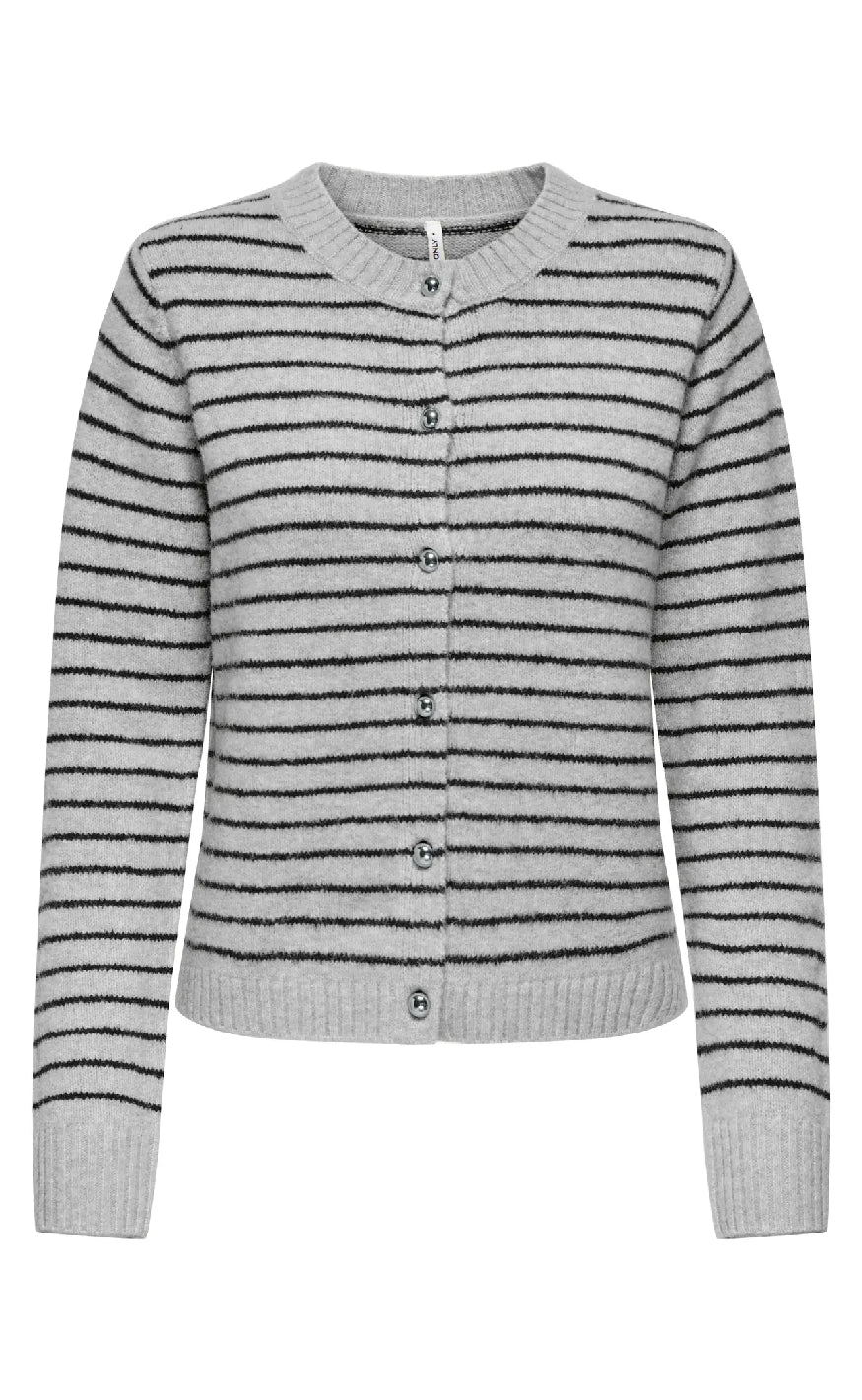 Only Cardigan Chester Ls Light Grey Melange Black Silver Button