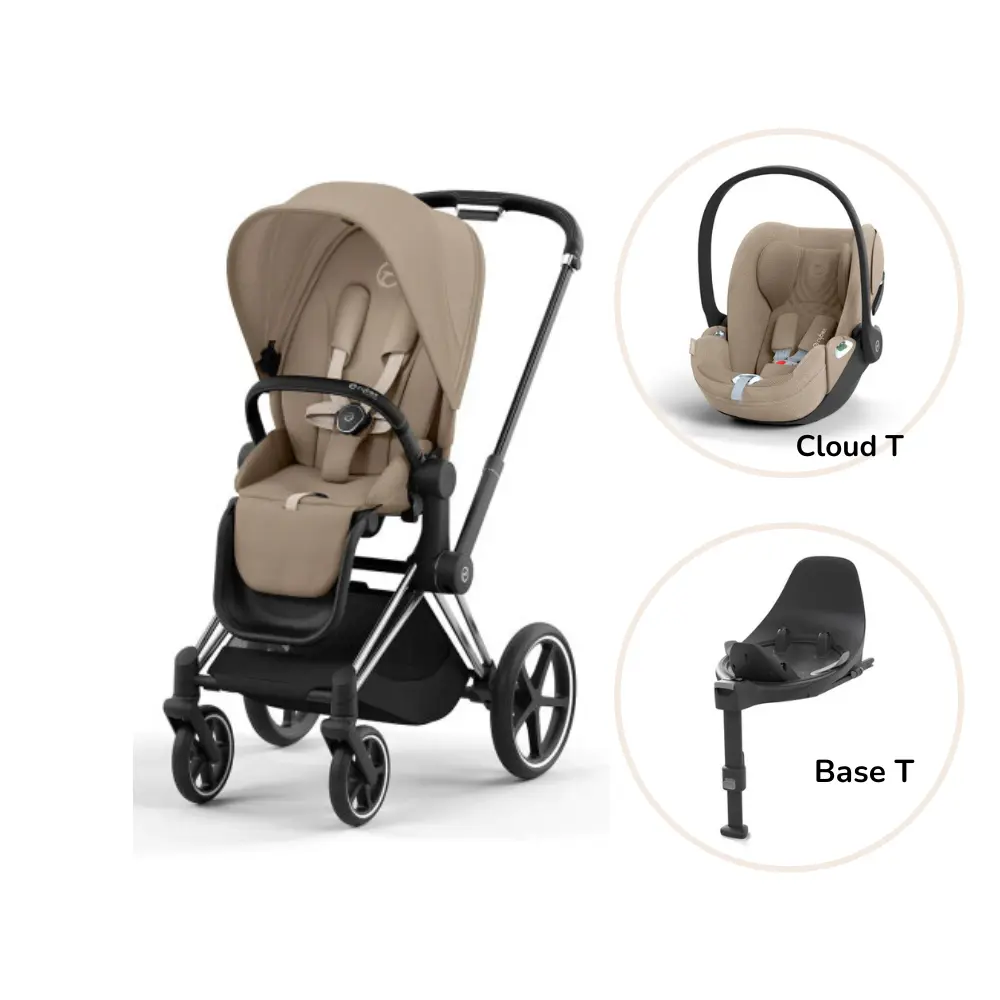 Priam Klapvogn Inkl Cloud Og Base Cozy Beige Chrome Black Plus
