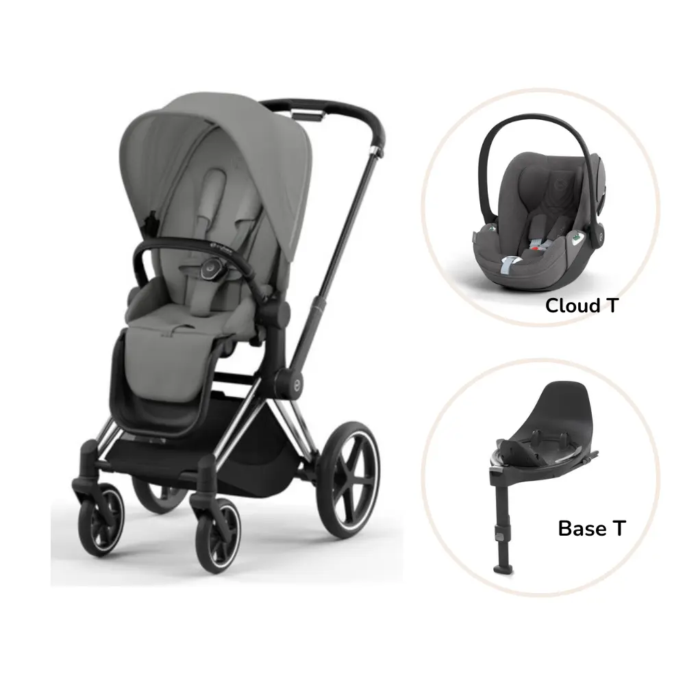Priam Klapvogn Inkl Cloud Og Base Mirage Grey Chrome Black Plus