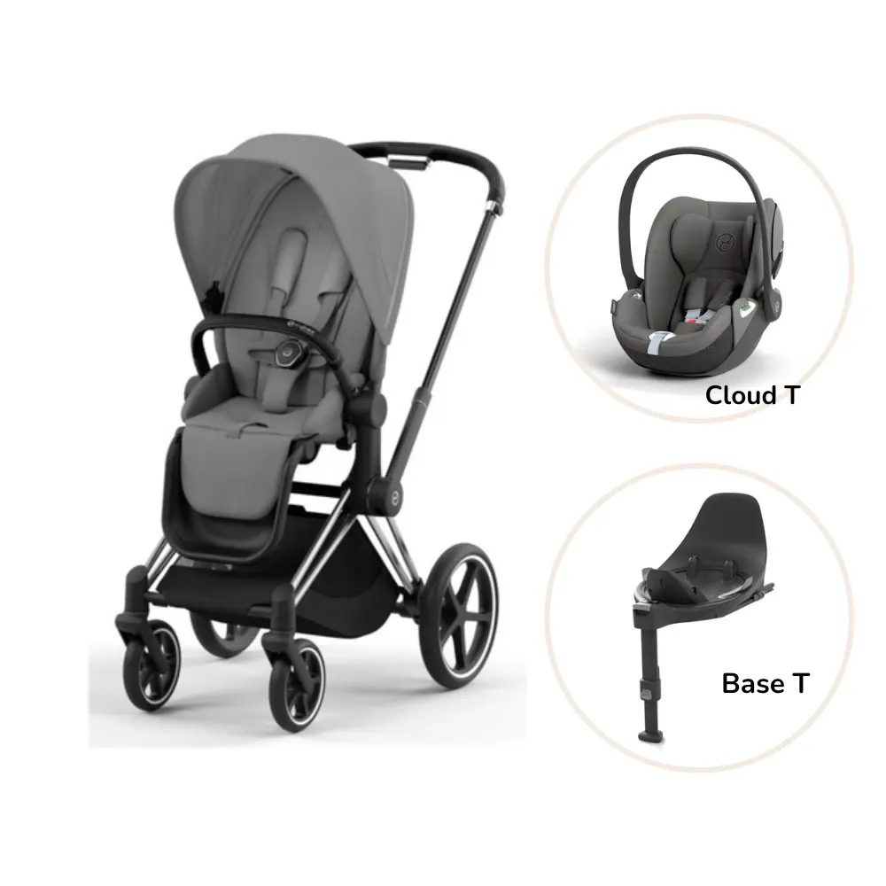 Priam Klapvogn Inkl Cloud Og Base Mirage Grey Chrome Black