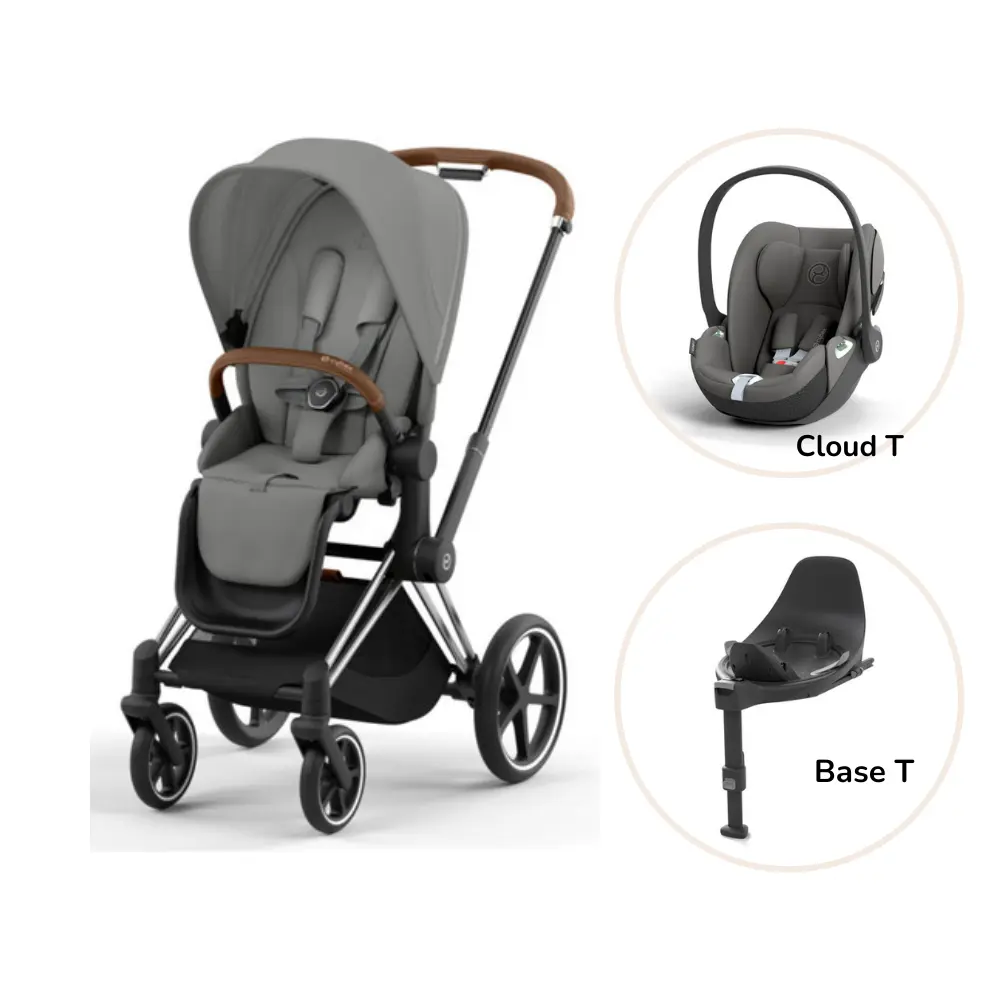 Priam Klapvogn Inkl Cloud Og Base Mirage Grey Chrome Brown