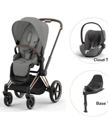 Priam Klapvogn Inkl  Cloud   Og Base Mirage Grey Rosegold Plus