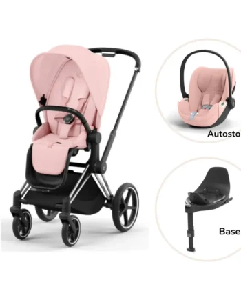 Priam Klapvogn Inkl  Cloud   Og Base Peach Pink Chrome Black Plus