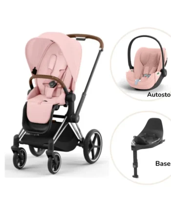 Priam Klapvogn Inkl  Cloud   Og Base Peach Pink Chrome Brown Plus