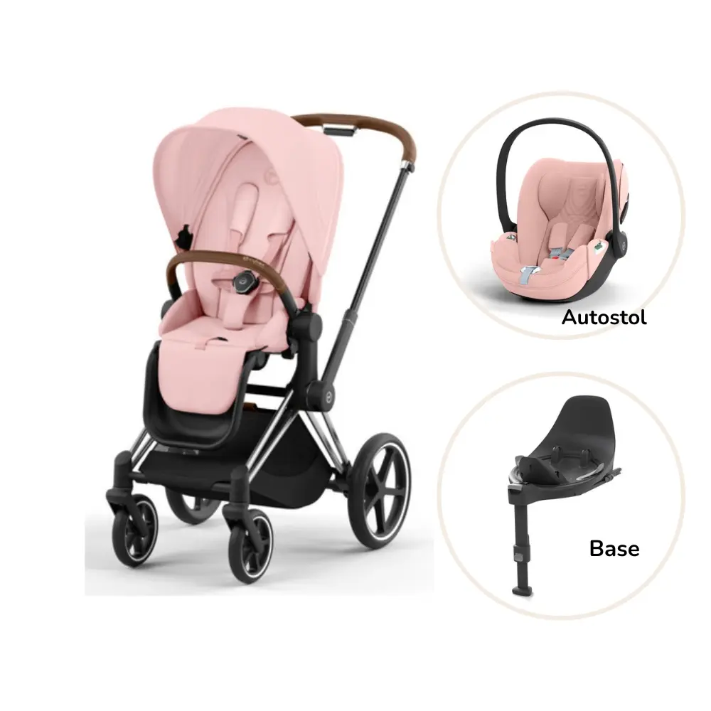Priam Klapvogn Inkl Cloud Og Base Peach Pink Chrome Brown Plus