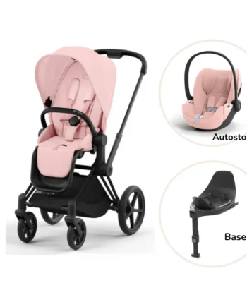 Priam Klapvogn Inkl  Cloud   Og Base Peach Pink Matt Black Plus