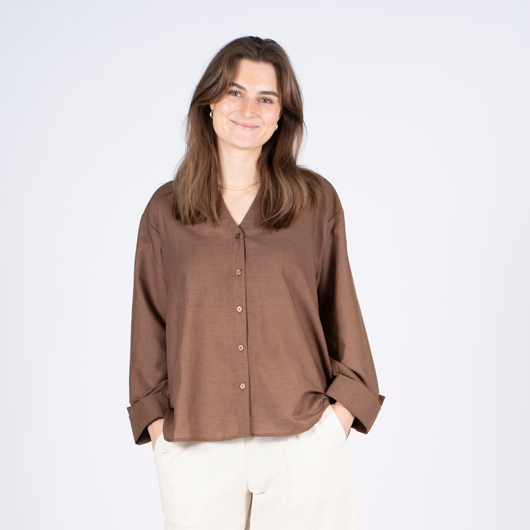 Sasia Thea Dame Skjorte Chocolate Torte Brown