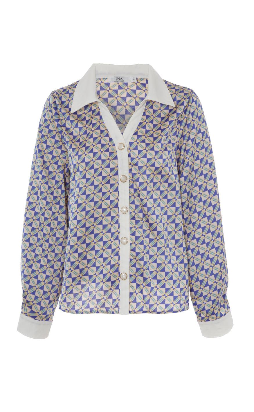 Say Ina Copenhagen Skjorte Nora Graphic Blue