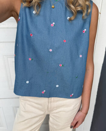 Say Ina Copenhagen Top Naja Denim Blue    Flowers