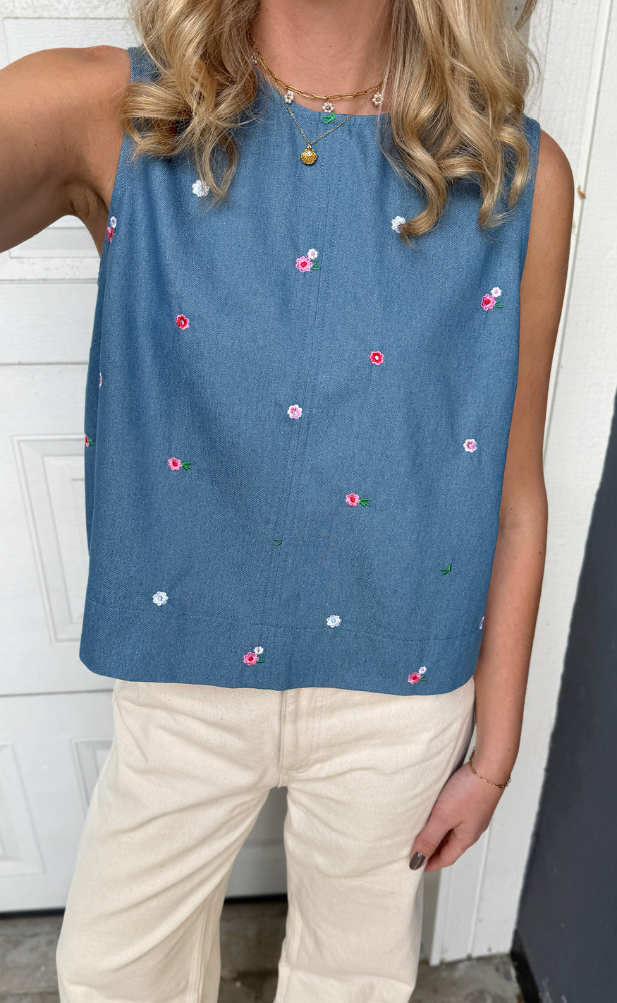 Say Ina Copenhagen Top Naja Denim Blue    Flowers