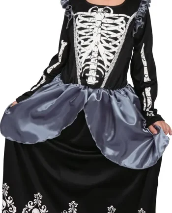 Skeleton Queen Kostume Sort  -10 år