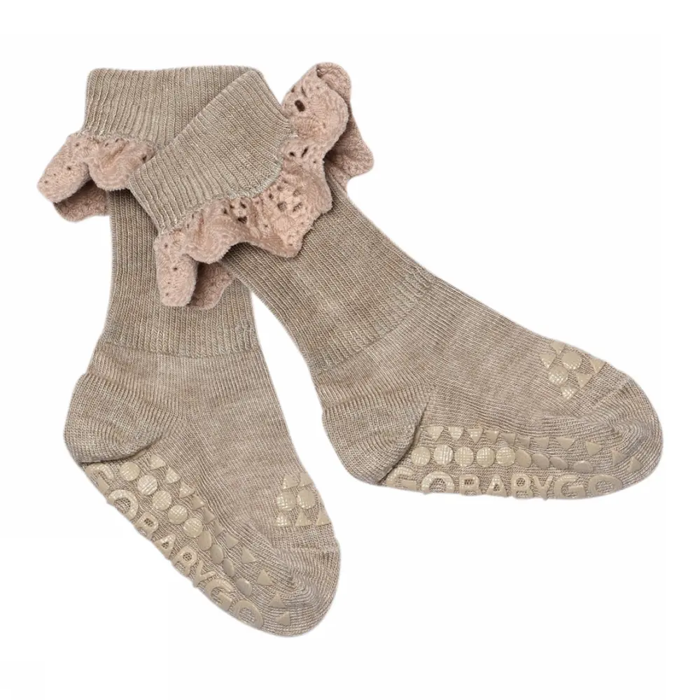 Skridsikre Bambusstrømper    Blonde Light Brown Melange 20 22