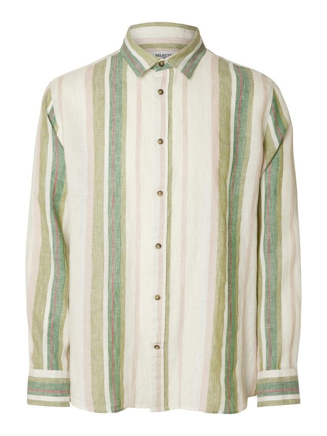 Slhrelax-linen Wide Stripe Shirt Ls