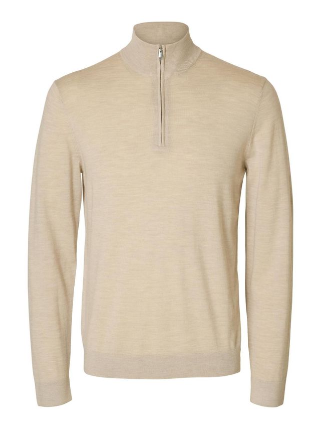 Slhtray Ls Knit Merino Half Zip Noo