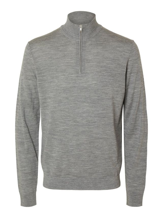 Slhtray Ls Knit Merino Half Zip Noo