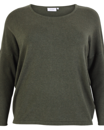 Steenholt Cava Dame Striktrøje Plus Size Green Melange 52