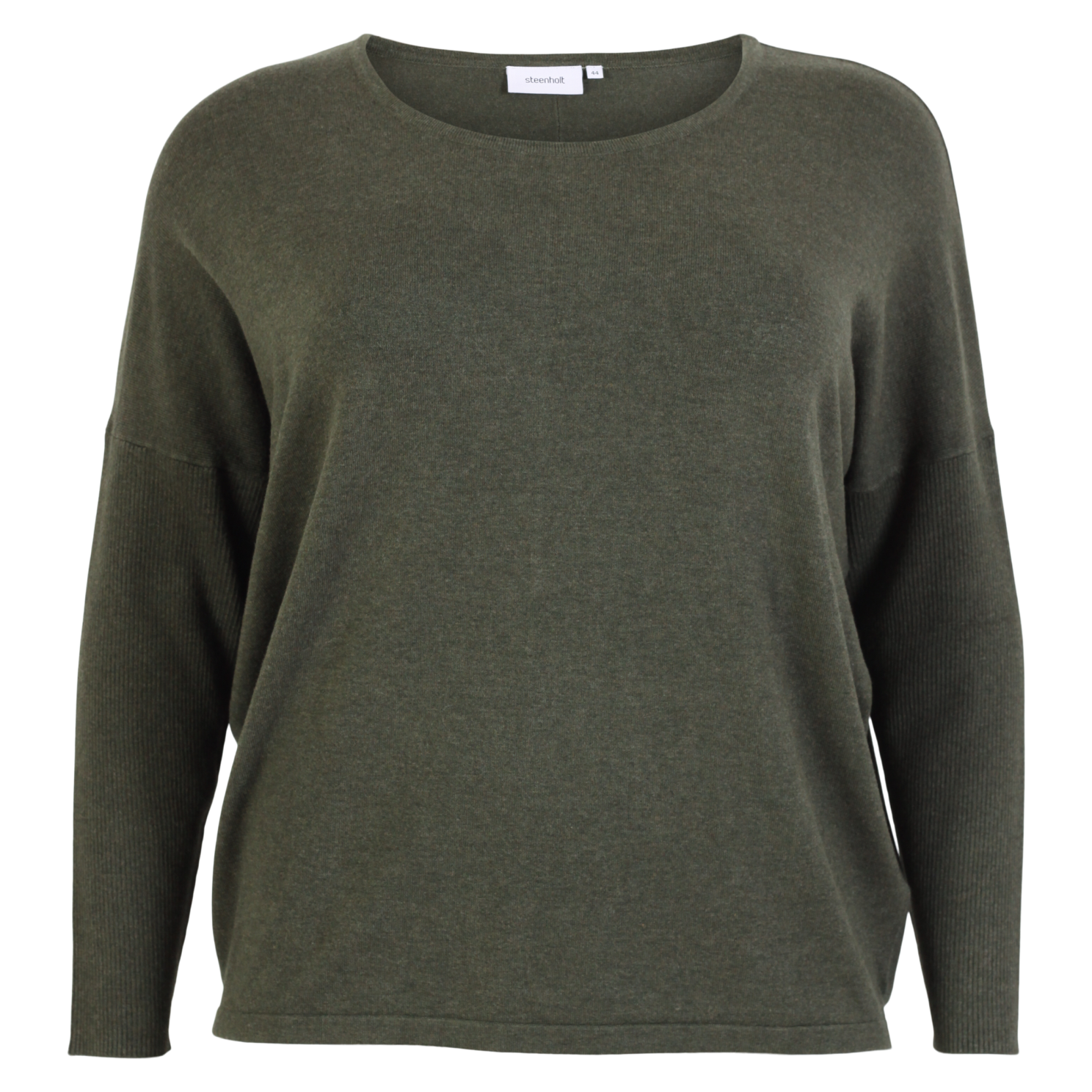 Steenholt Cava Dame Striktrøje Plus Size Green Melange 52