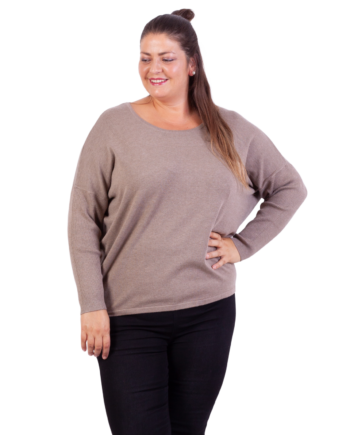 Steenholt Cava Dame Striktrøje Plus Size Sand 52