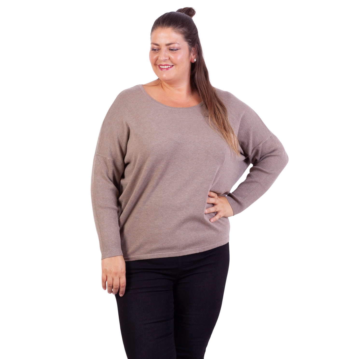 Steenholt Cava Dame Striktrøje Plus Size Sand 52
