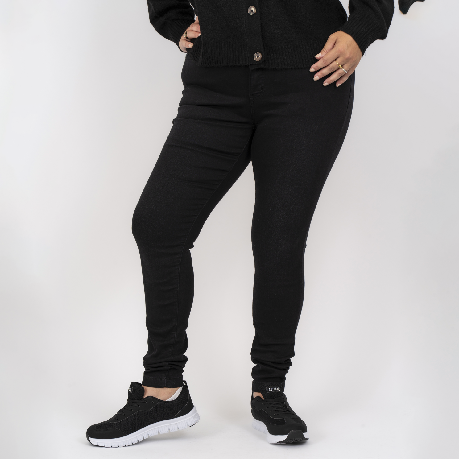 Steenholt Grace Dame Jeans    Stretch Plus Size Black Denim 52 32