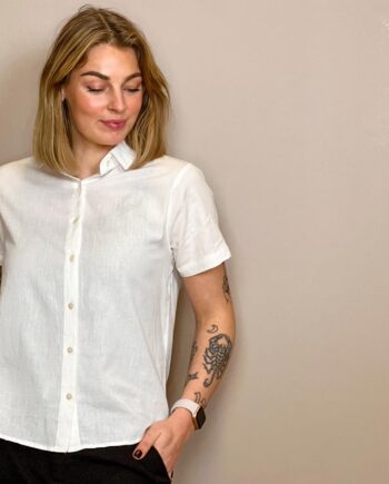 Steenholt Linett Dame Kortærmet Skjorte   Hørmix Bright White