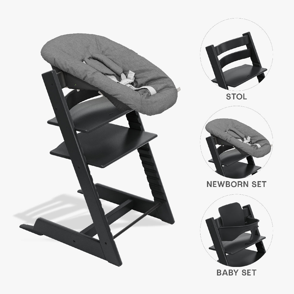 Stokke Tripp Trapp Bundle Højstol  Babyset Og Newborn Sort