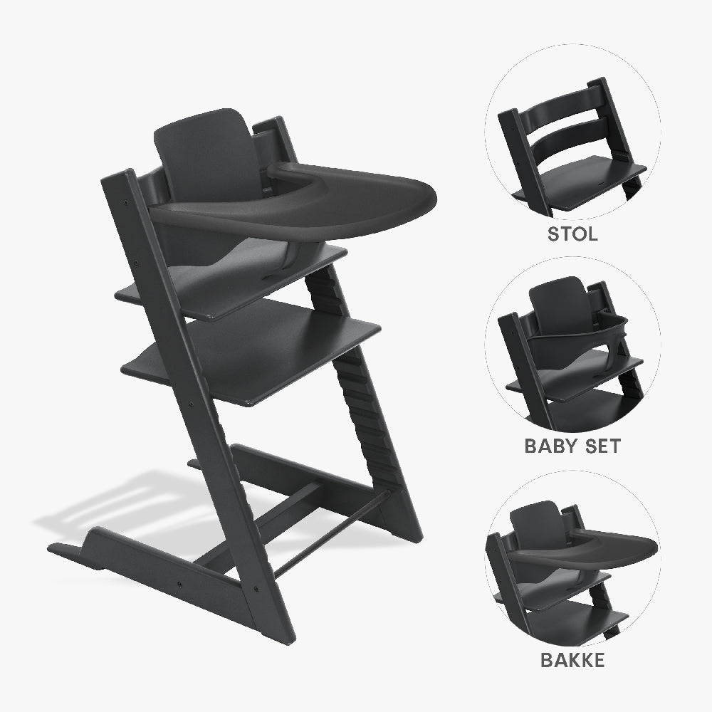 Stokke Tripp Trapp Bundle Højstol Babyset Og Tray Sort