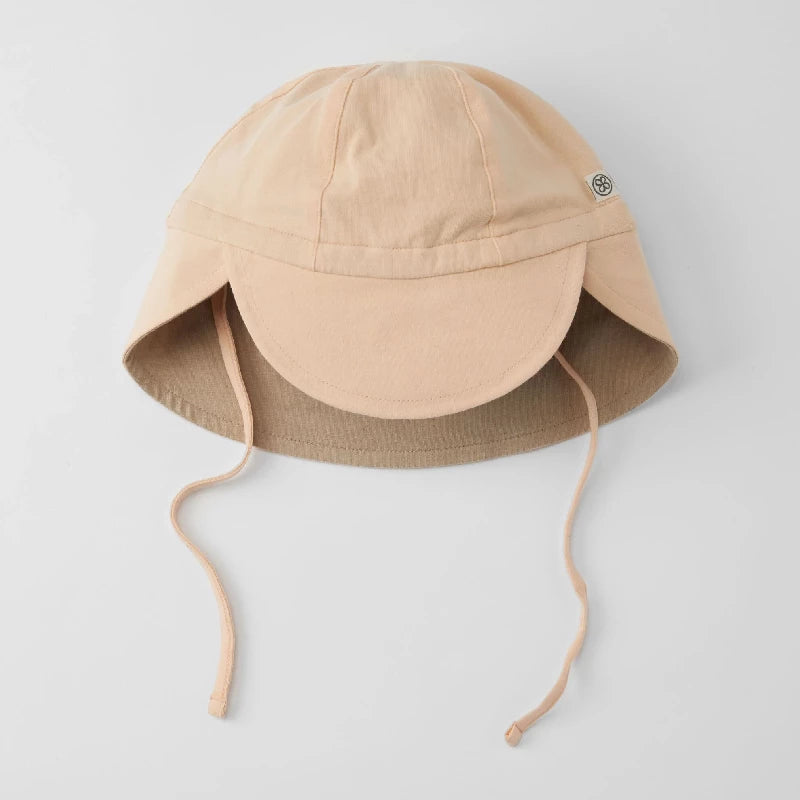 Sun Hat  Reversible  Peachy Summer Sandy Beach   -12m
