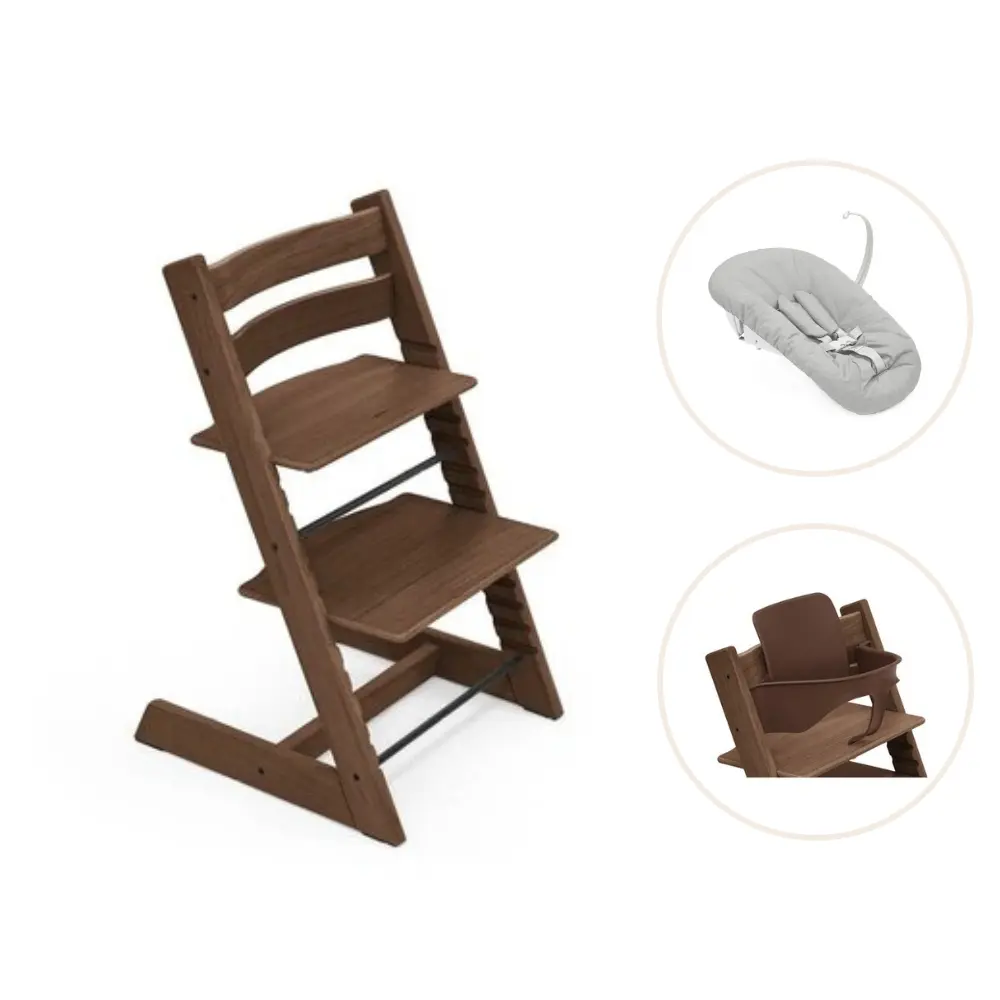Tripp Trapp Højstol Eg Inkl Newborn Sæt Og Babysæt Warm Brown