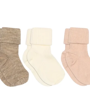 Uld Rib Baby Strømpe   Pak Light Brown Melange 22 24