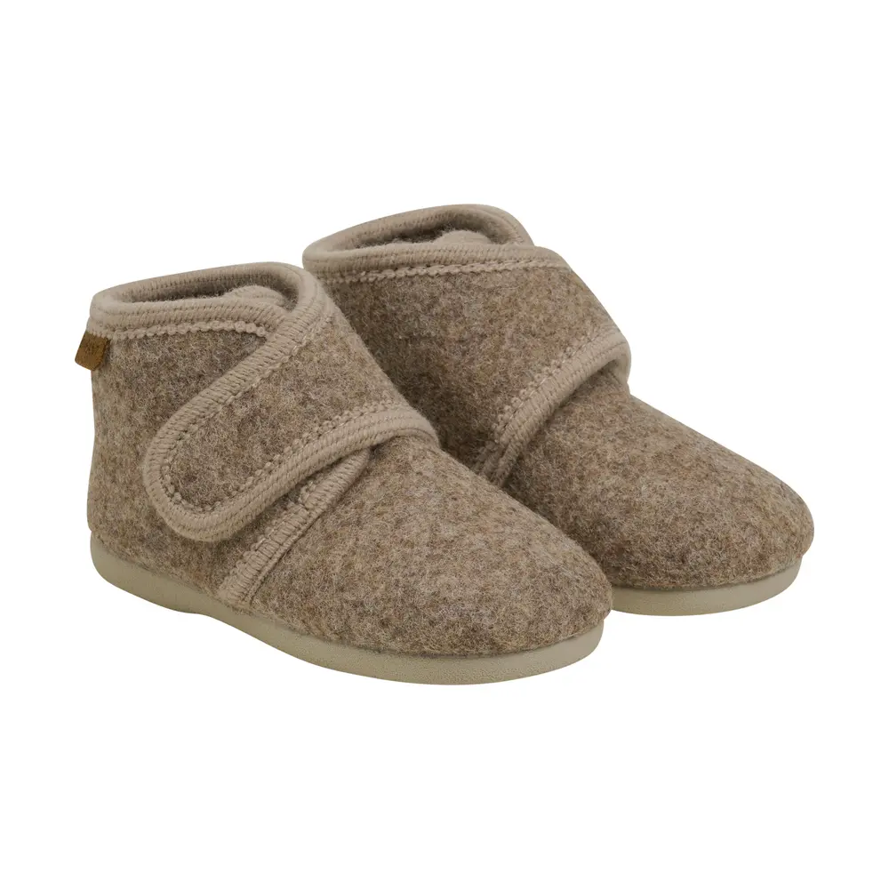 Uldhjemmesko Velcro Walnut Melange 23
