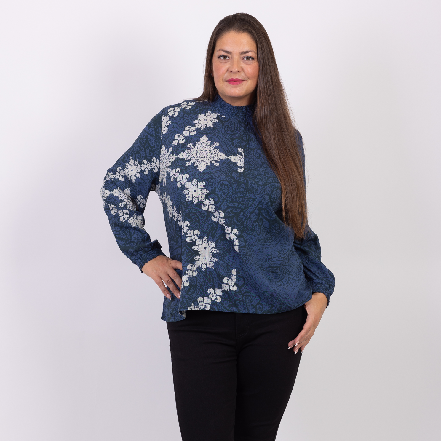 Zbyz Dame Bluse Plus Size Navy Sort 50 52