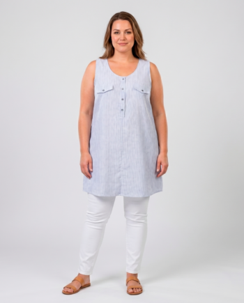 Zbyz Dame Tunika Uden ærmer Blue Stripe 54 56